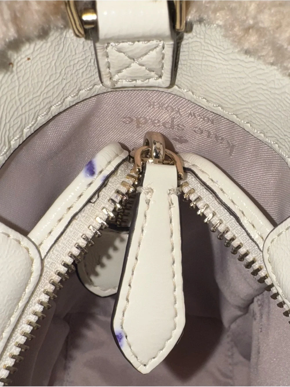 Kate Spade Jett Faux Shearling Trim Tote in Meringue or Cream Color - Picture 12 of 12